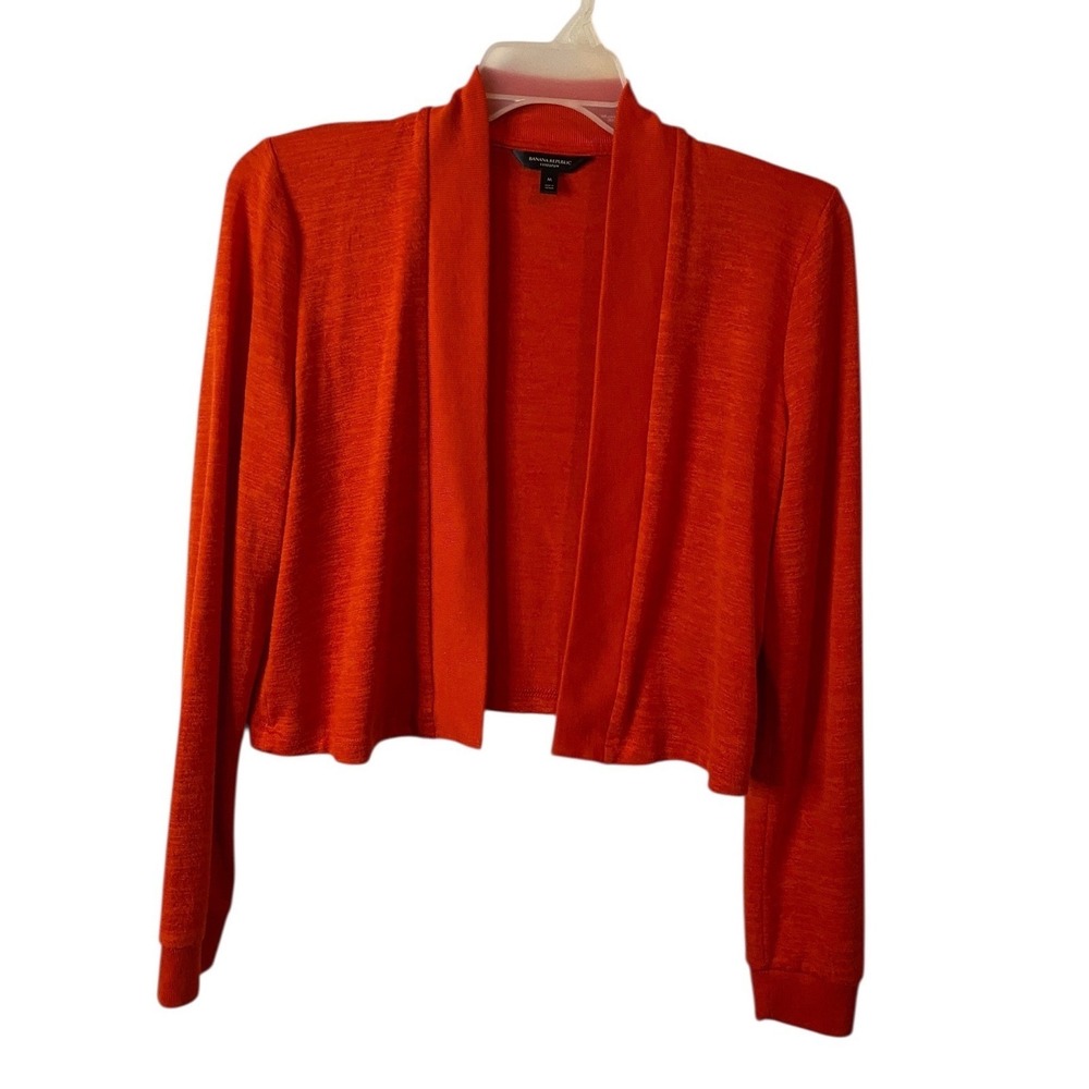 Banana Republic Luxespun Open Front Crop Bolero Cardigan Orange Women's Medium